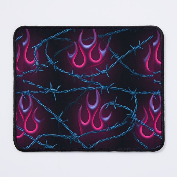 Item preview, Neon Inferno: Barbed Wire & Flames in Y2K Street Style designed and sold by SeanOsShirts.