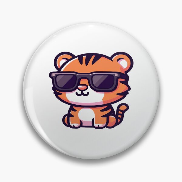 Item preview, Cool tiger in kawaii chibi style wearing sunglasses designed and sold by AdrianMDesigns.