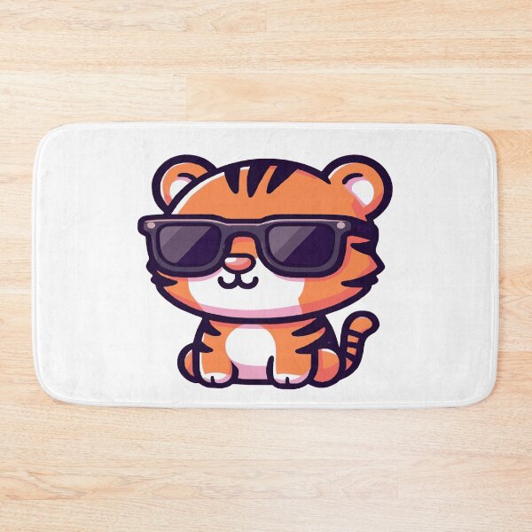 Item preview, Cool tiger in kawaii chibi style wearing sunglasses designed and sold by AdrianMDesigns.