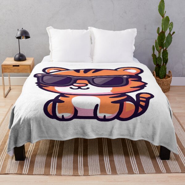 Item preview, Cool tiger in kawaii chibi style wearing sunglasses designed and sold by AdrianMDesigns.
