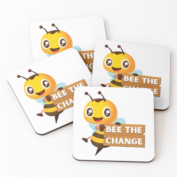Item preview, Friendly little bee with the phrase "Be the change" designed and sold by mysummerland.