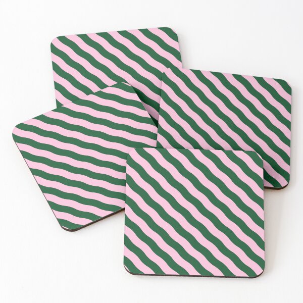 Item preview, Minimal Geometric Rectangles Lines 09 | Abstract Pattern Mid Century Wavy Stripes Coastal Green Pink designed and sold by MarleneCanto.