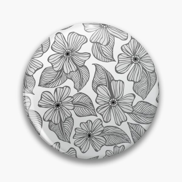 Item preview, Gray and White Hand Drawn Flowers and Leaves Pattern designed and sold by schorrnuff.