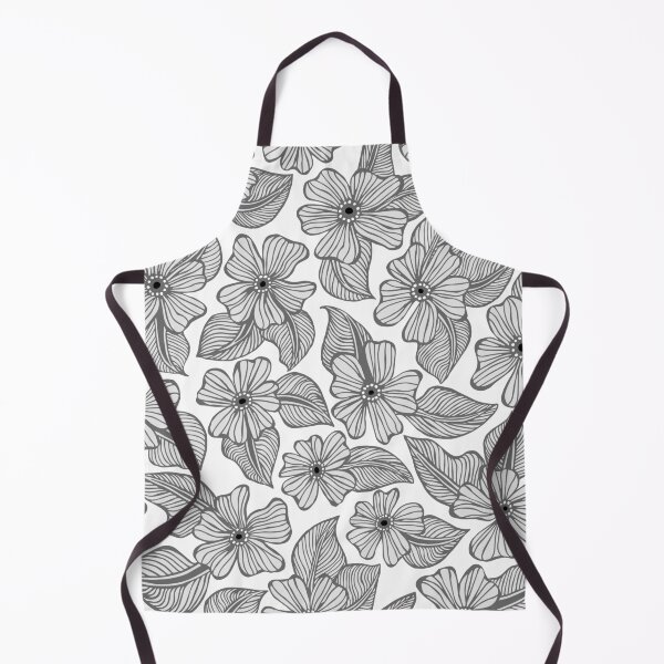 Item preview, Gray and White Hand Drawn Flowers and Leaves Pattern designed and sold by schorrnuff.