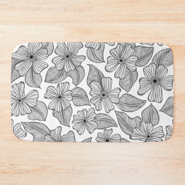 Item preview, Gray and White Hand Drawn Flowers and Leaves Pattern designed and sold by schorrnuff.