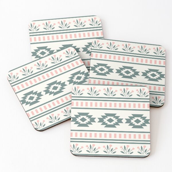 Item preview, Pink and Green Tulips and Geometric Shapes designed and sold by DesignByRoseCo.