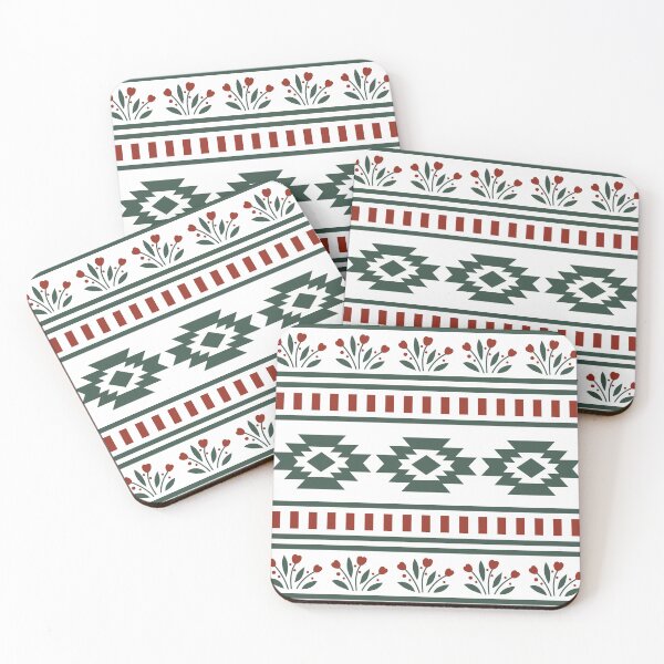 Item preview, Red and Green Holiday Geometric Shapes and Tulips designed and sold by DesignByRoseCo.