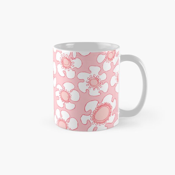 Item preview, Red and White Hand Drawn Single Line Doodle Flowers Pattern designed and sold by schorrnuff.
