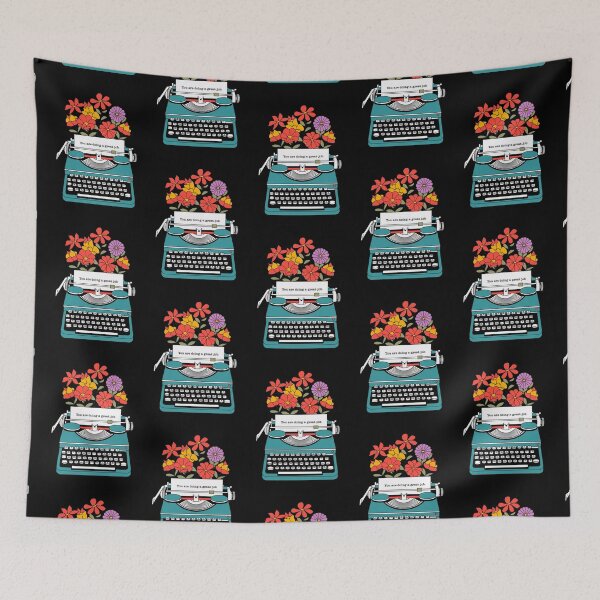 Item preview, Vintage Typewriter with Flowers and Motivational Message Art Print designed and sold by Witsprings.