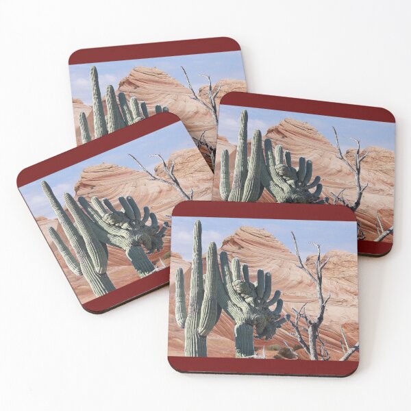 Item preview, Crestate and regular saguaro cacti superimposed on Coyote Buttes designed and sold by Creative Endeavors ..