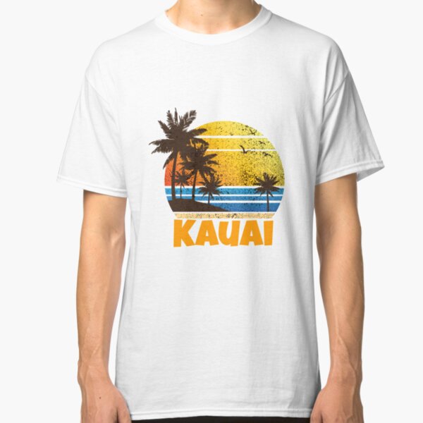 Old School Kauai Sun Sand Beach Palm Tree Classic T-Shirt