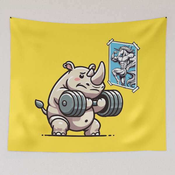 Item preview, Rhino vs Unicorn - Bodybuilding Funny Gym Workout Fitness designed and sold by chantastical.