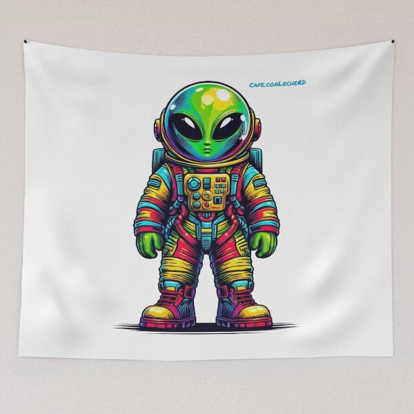 Item preview, Green Alien in Colorful Astronaut Suit designed and sold by Domshirts.