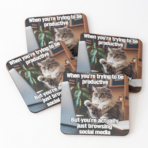 Item preview, Funny Cat Meme "Trying to Be Productive" designed and sold by Quirky Shirts.