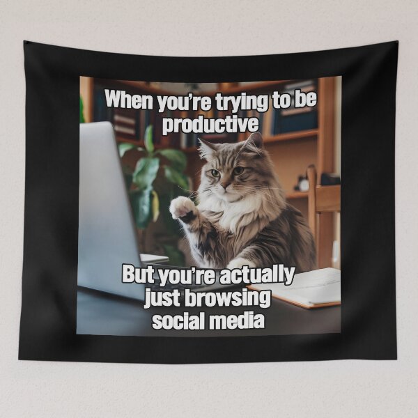 Item preview, Funny Cat Meme "Trying to Be Productive" designed and sold by Quirky Shirts.