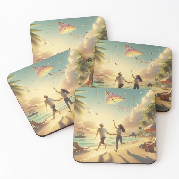 Item preview, Summer Romance: Couple Flying a Kite on the Beach designed and sold by choder61.