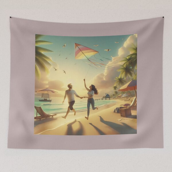 Item preview, Summer Romance: Couple Flying a Kite on the Beach designed and sold by choder61.