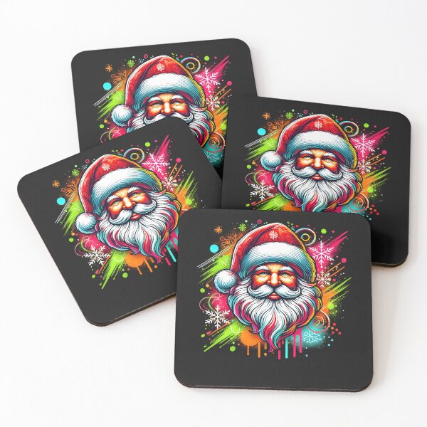 Item preview, Festive Santa Art with Colorful Snowflakes Christmas Vibes designed and sold by Nalin-Design.