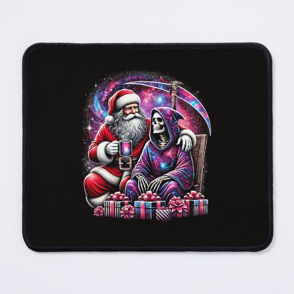 Item preview,  Cosmic Holiday Cheer - Santa Claus and Grim Reaper Illustration designed and sold by DigitalArtByNow.