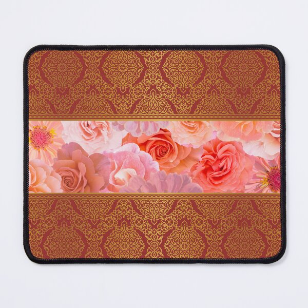 Item preview, Chic Girly Roses with Golden Lace on Red Background designed and sold by PavlinaBFDesign.