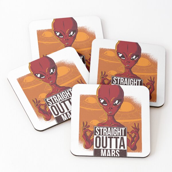 Item preview, Straight Outta Mars | Gangster Alien with Flying Saucers Background designed and sold by TurtleDojo.