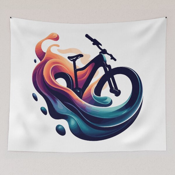 Item preview, Dynamic Bike Illustration with Vibrant Flowing Colors designed and sold by ThreadQuirk.