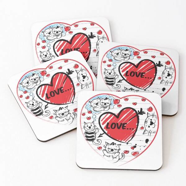 Item preview, cats and love in the heart designed and sold by Ekaterina  Biserova.