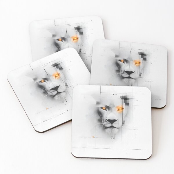 Item preview, White Lion Face with Geometric Lines designed and sold by Soul-Sparks.