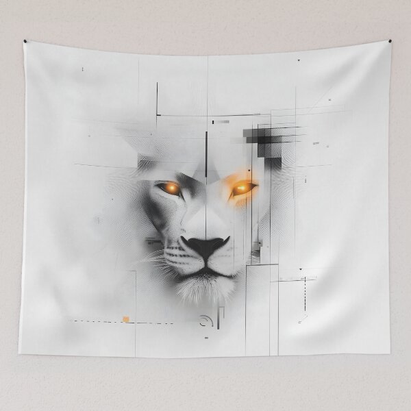 Item preview, White Lion Face with Geometric Lines designed and sold by Soul-Sparks.