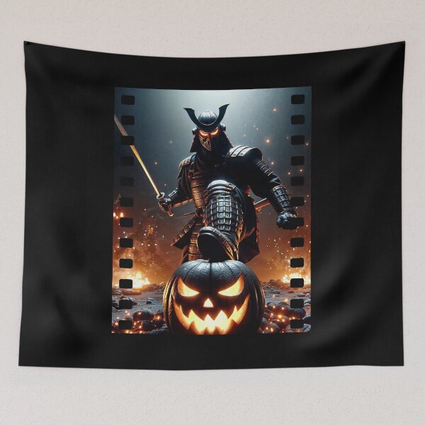 Item preview, Dark Samurai Holding Pumpkin Under Arm Halloween Art designed and sold by Hungry-Murphy.