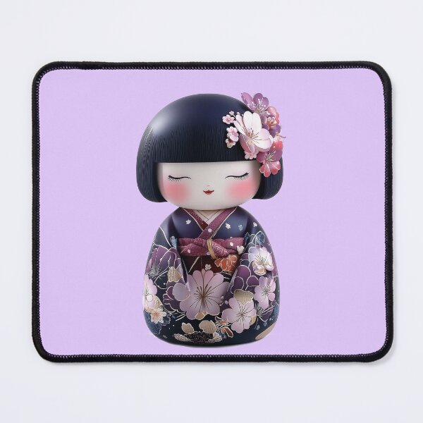 Item preview, Pretty Kokeshi Doll in Purple Kimono designed and sold by kansaikate.