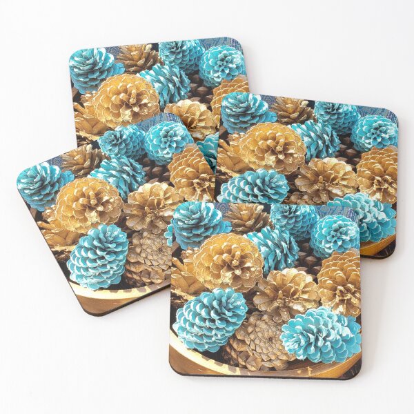 Item preview, Turquoise and gold pinecones  designed and sold by Cottageshop.