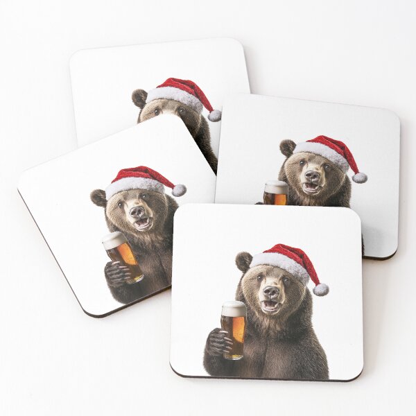 Item preview, Funny bear celebrating christmas with a beer pint designed and sold by LazyOwlStore.