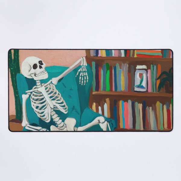 Item preview, A laid-back skeleton dude is chilling in a chair. designed and sold by SaraSumi.