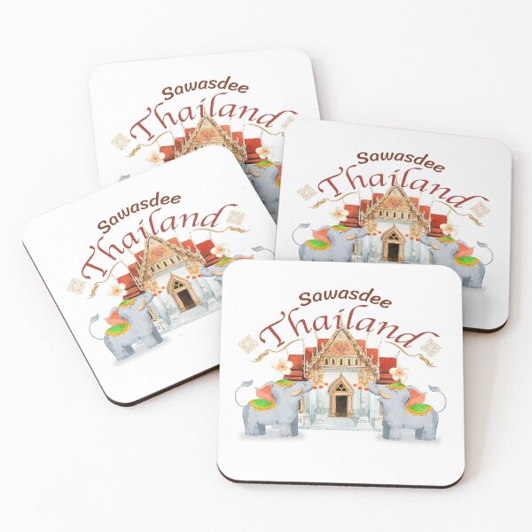 Item preview, Sawasdee Thailand landmark Thai temple and Thai elephant watercolor designed and sold by gbun25.