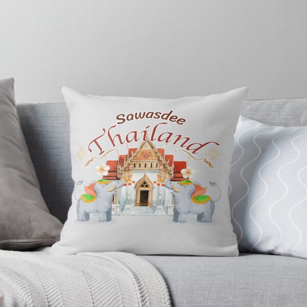 Item preview, Sawasdee Thailand landmark Thai temple and Thai elephant watercolor designed and sold by gbun25.