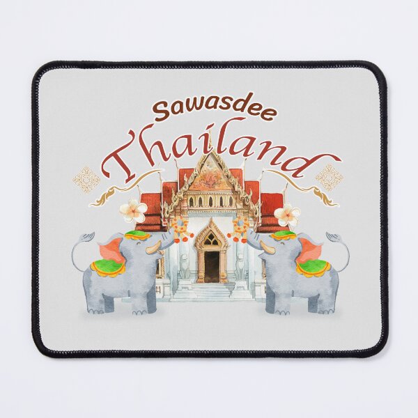 Item preview, Sawasdee Thailand landmark Thai temple and Thai elephant watercolor designed and sold by gbun25.