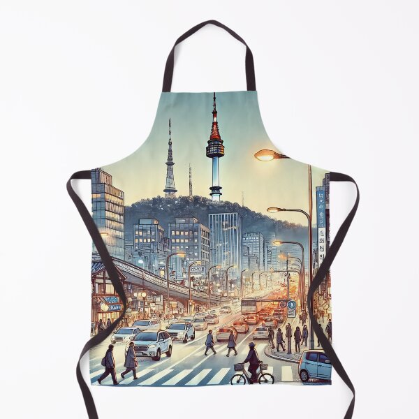 Item preview, Bustling Seoul with N Seoul Tower designed and sold by unrealartwork.