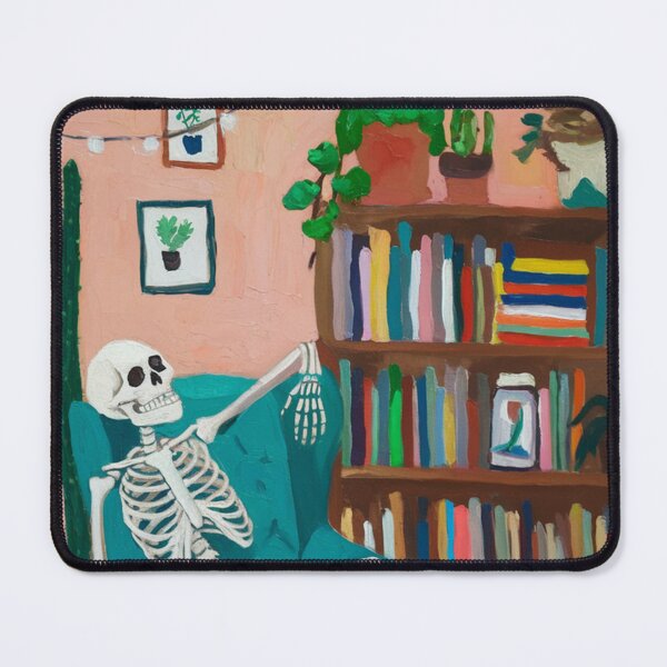 Item preview, A laid-back skeleton dude is chilling in a chair. designed and sold by SaraSumi.