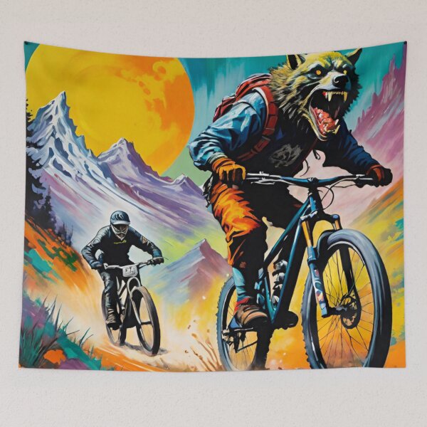 Aperçu de l'œuvre Randonnée VTT Loup-Garou : sensations fortes le soir d'Halloween créée et vendue par GrizzlyCollective.