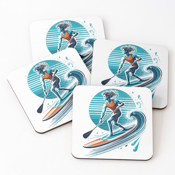Item preview, Vibrant Paddleboarding Adventure with Sunset and Waves designed and sold by ThreadQuirk.