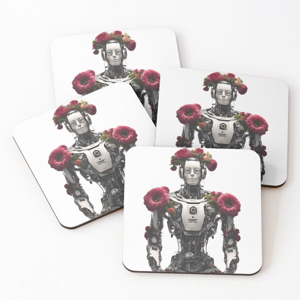 Item preview,  Robot Humanoid  Futuristic Android Peaceful  Beautiful Flowers  designed and sold by KolorellaS.
