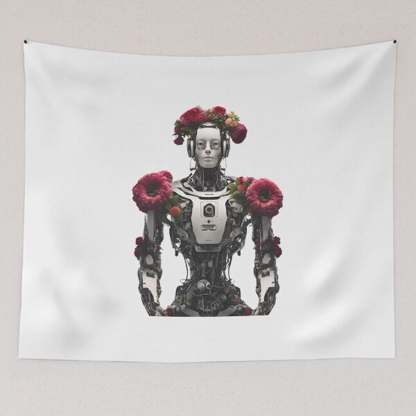 Item preview,  Robot Humanoid  Futuristic Android Peaceful  Beautiful Flowers  designed and sold by KolorellaS.