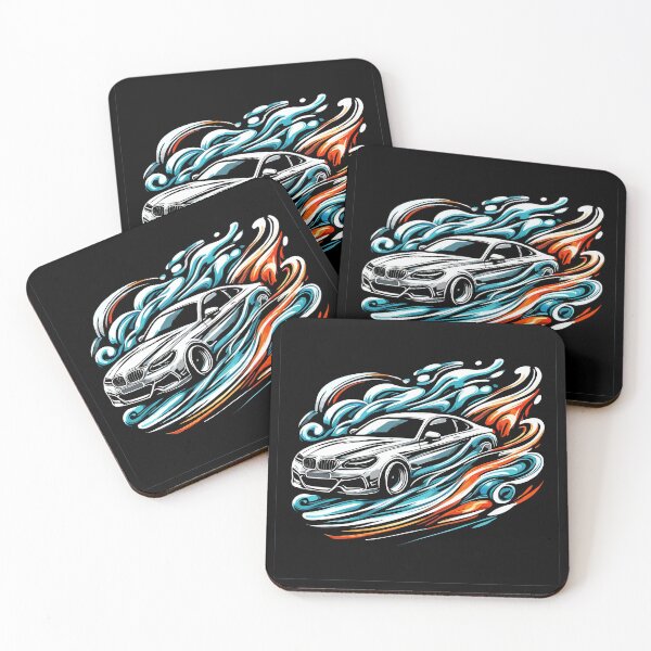 Item preview, Dynamic White Sports Car in Vibrant Abstract Motion designed and sold by ThreadQuirk.