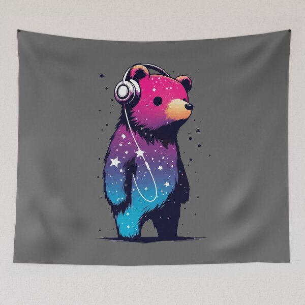 Item preview, Cosmic Bear Kawaii Headphones Music Space  designed and sold by TomFrontierArt.
