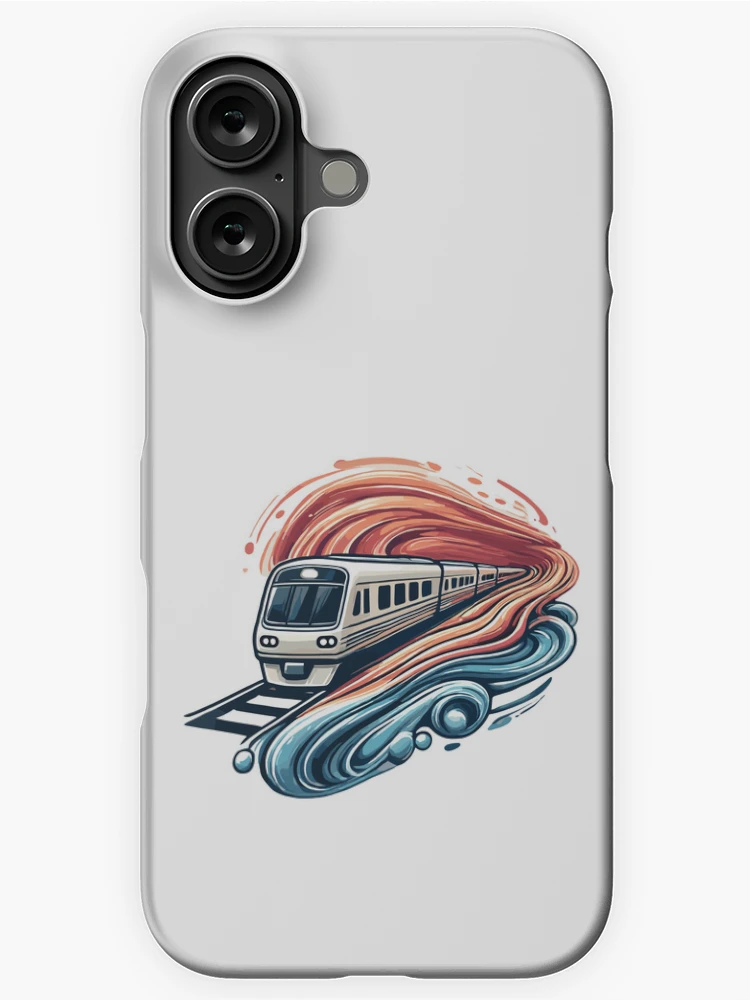 Thumbnail 1 of 4, iPhone Case, Express Train Racing Through Abstract Waves designed and sold by ThreadQuirk.