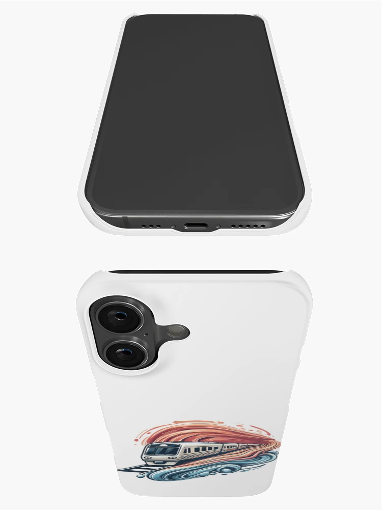 Thumbnail 3 of 4, iPhone Case, Express Train Racing Through Abstract Waves designed and sold by ThreadQuirk.
