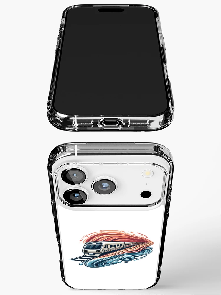 Thumbnail 3 of 5, iPhone Case, Express Train Racing Through Abstract Waves designed and sold by ThreadQuirk.