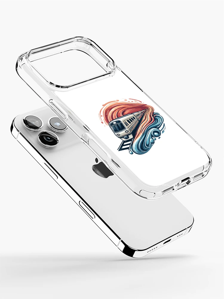 Thumbnail 2 of 5, iPhone Case, Express Train Racing Through Abstract Waves designed and sold by ThreadQuirk.