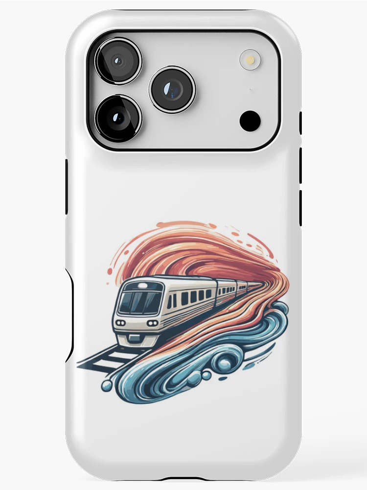 Thumbnail 1 of 4, iPhone Case, Express Train Racing Through Abstract Waves designed and sold by ThreadQuirk.